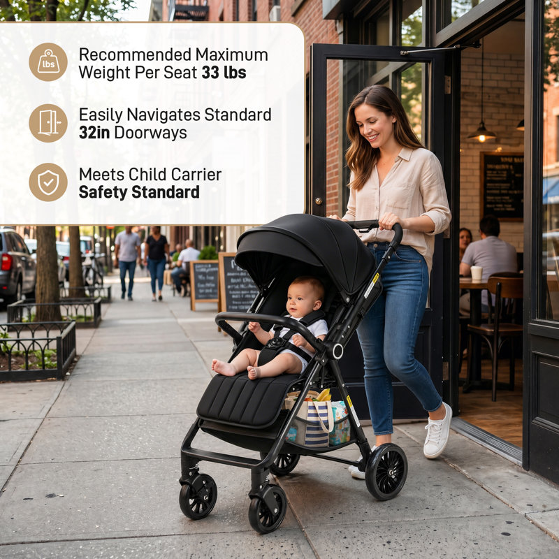 Light Compact Travel Stroller 13.6Lbs For Baby,Black, Black