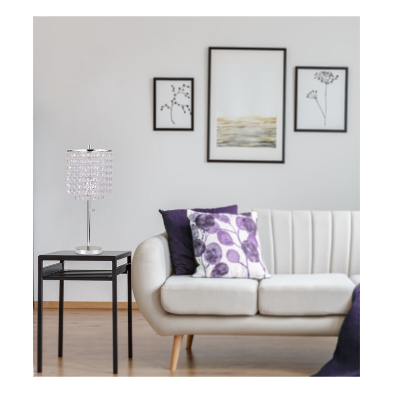 Lampe de table en cristal de 19 po avec design perlé - Éclairage glamour et de style transitionnel pour le salon et la chambre à coucher