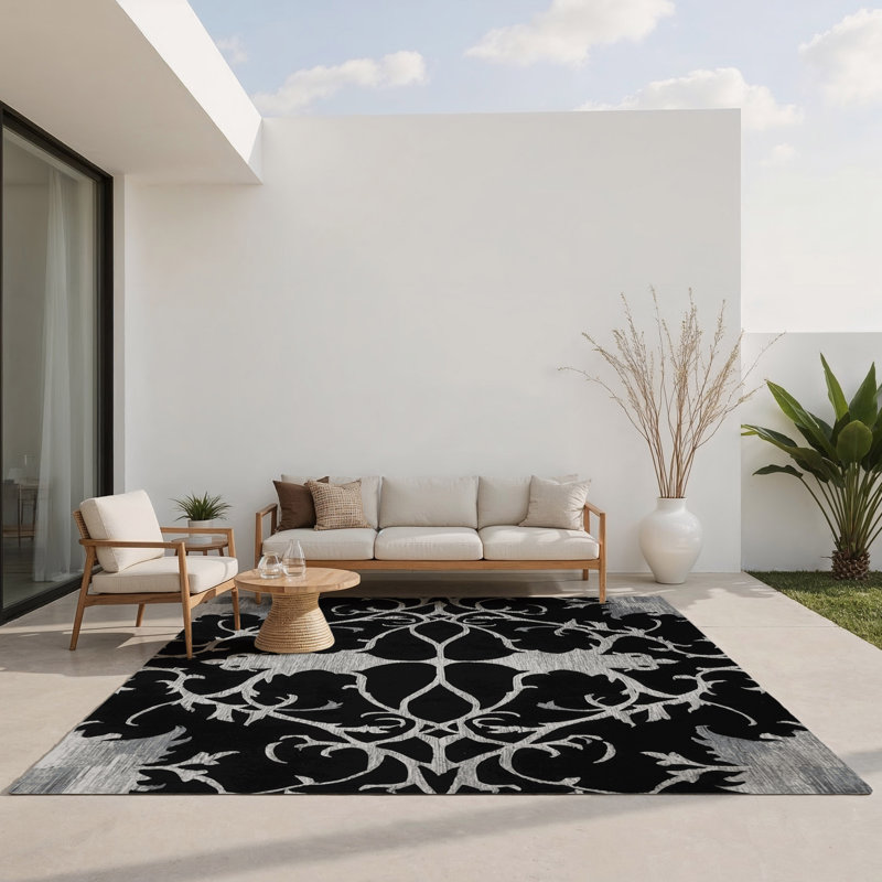 Shadowed Rose Indoor And Outdoor Area Rug, Rectangle 4' x 6'