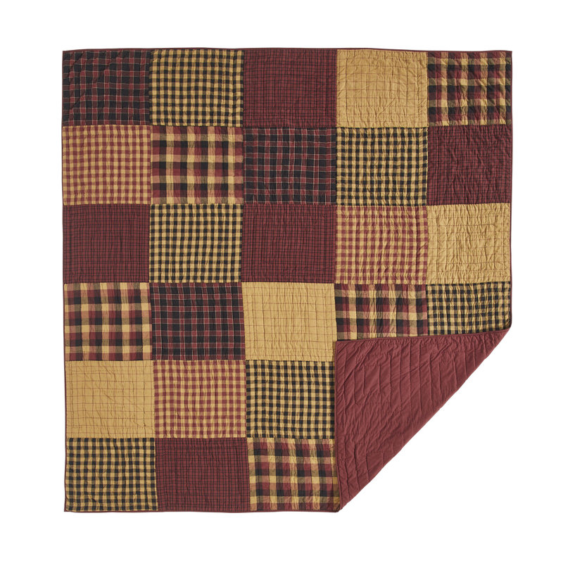 Queen Black and Burgundy Cotton Reversible Quilt