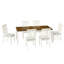Ensemble de table de salle à manger extensible 7 pièces pour 6 personnes, table en placage de chêne de style campagnard et 6 chaises à dossier en lattes rembourrées, ensemble de salle à manger à structure compacte en bois d'hévéa massif, brun et beige, coussin beige