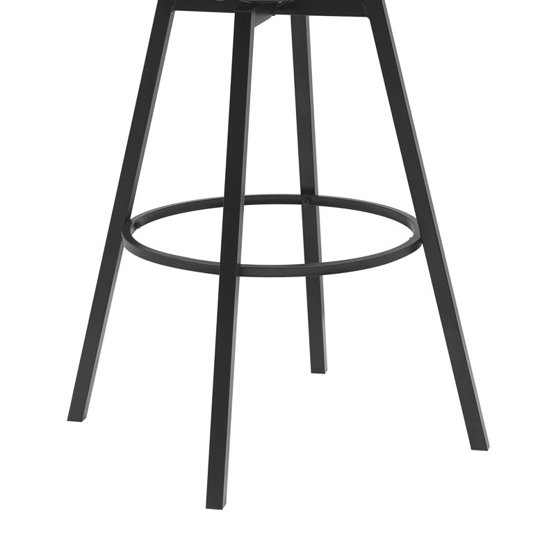 Lynnox Swivel Counter or Bar Height Upholstered Stool with Arms, Counter Stool (27" Seat Height), Black, Grey Tweed