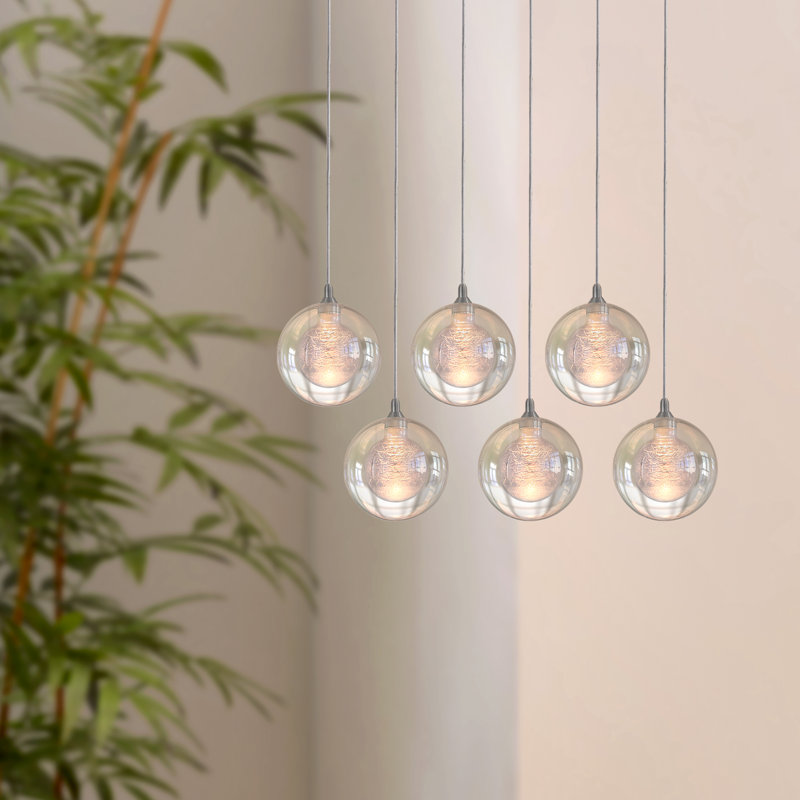 Luminaire suspendu sphère 6 lumières DEL Riverdale, Chrome