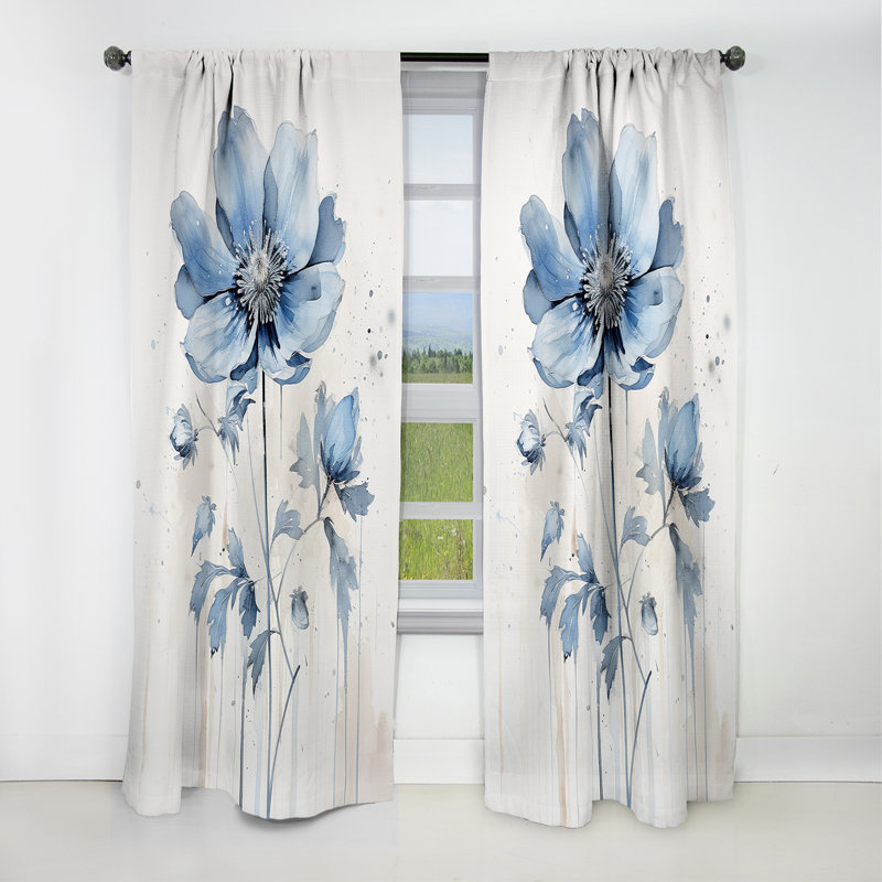 Courtois - Rideau à fleurs - Rideau occultant à motif floral - 1 panneau, L 52 po x L 95 po