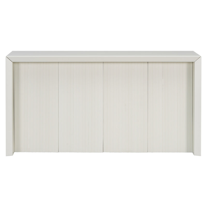 Console en placage de bois envoûtant avec charisme ondulé pour le couloir, H 31,09 po x L 59,21 po x l 15,75 po, Beige