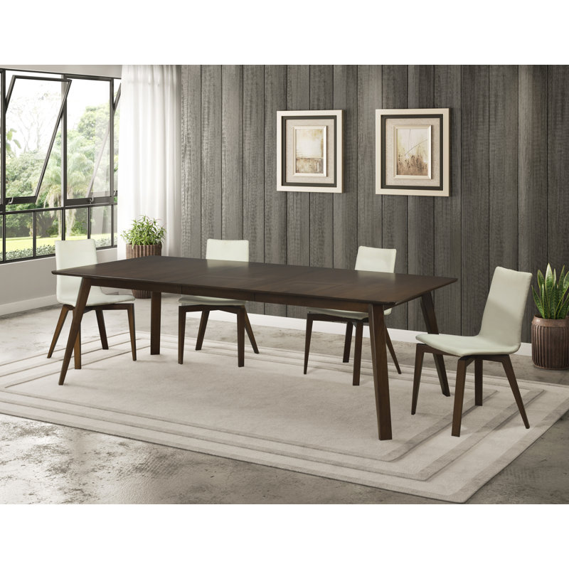 Leclair Extendable Maple Solid Wood Dining Table, Walnut, 29" H x 36" W x 48" D - 66" L