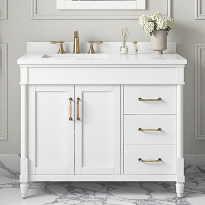 Salisbury 42 In Single Off Centered Sink Bathroom Vanity In Pure White -  Ove Decors, 15VVA-HIGH42-007FY