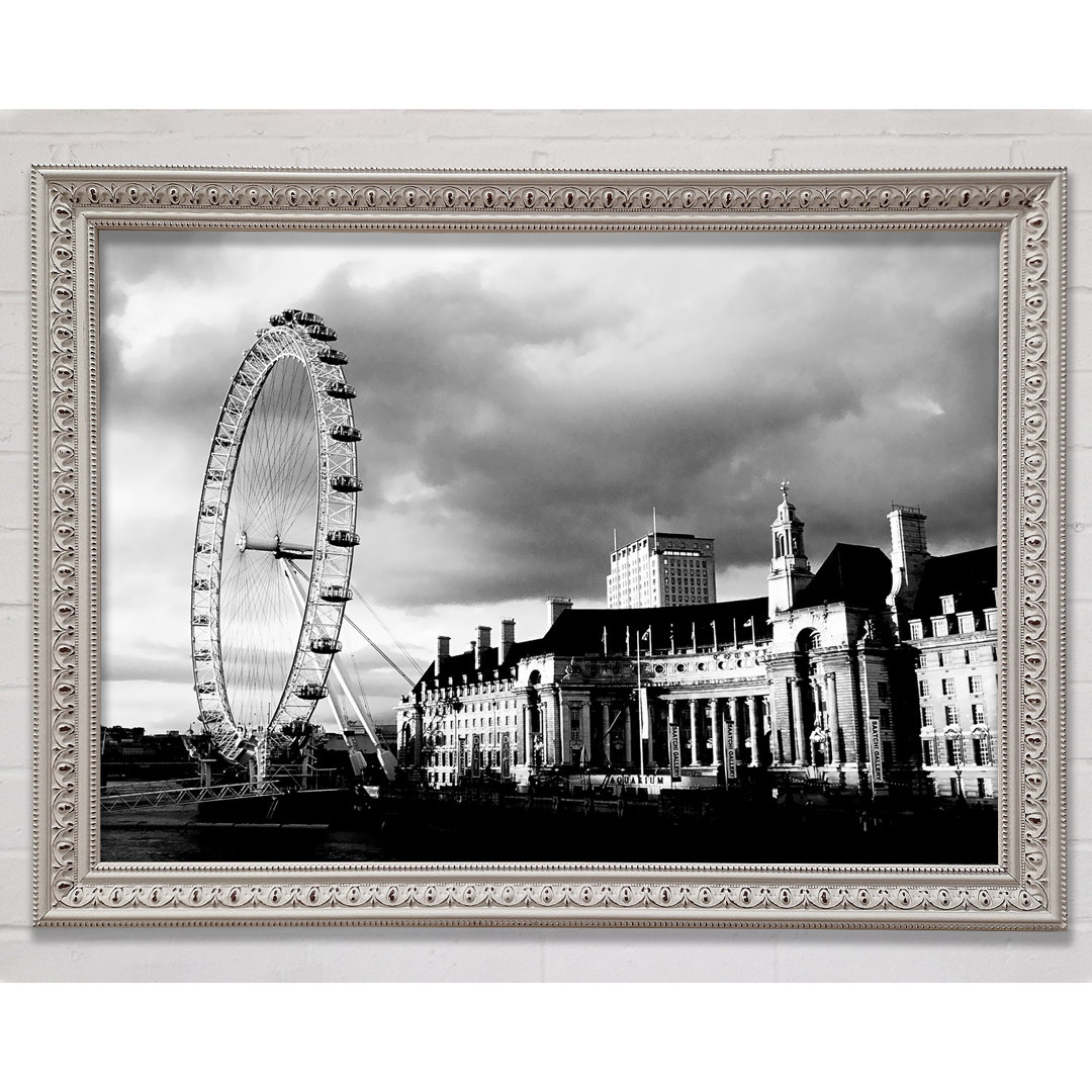 London Eye Clouds B N W - Einzelner Bilderrahmen Kunstdrucke