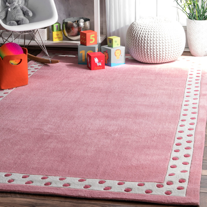 Tapis rose touffeté à la main Abiorn, Rectangle 3 pi 6 po x 5 pi 6 po