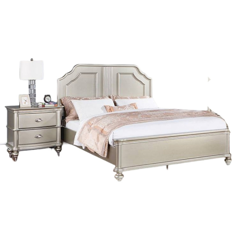 Mobilier de chambre à coucher à panneau double de style traditionnel très grand lit 1 pièce