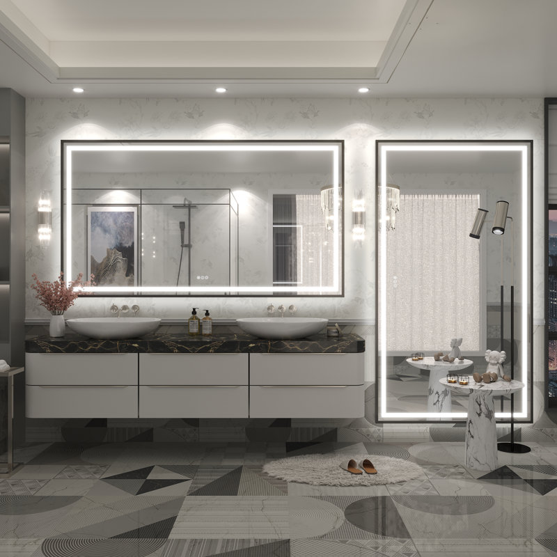 Miroir de salle de bain Molly Framelss, 72 po x 40 po, Noir