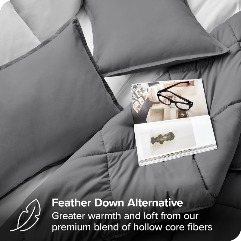 Gray Full Down Alternative Microfiber Comforter Set