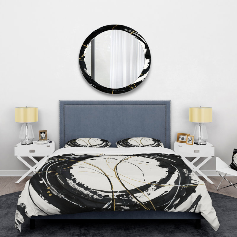 Cercle métallique doré - ensemble de housse de couette Modern Glam - microfibre de polyester