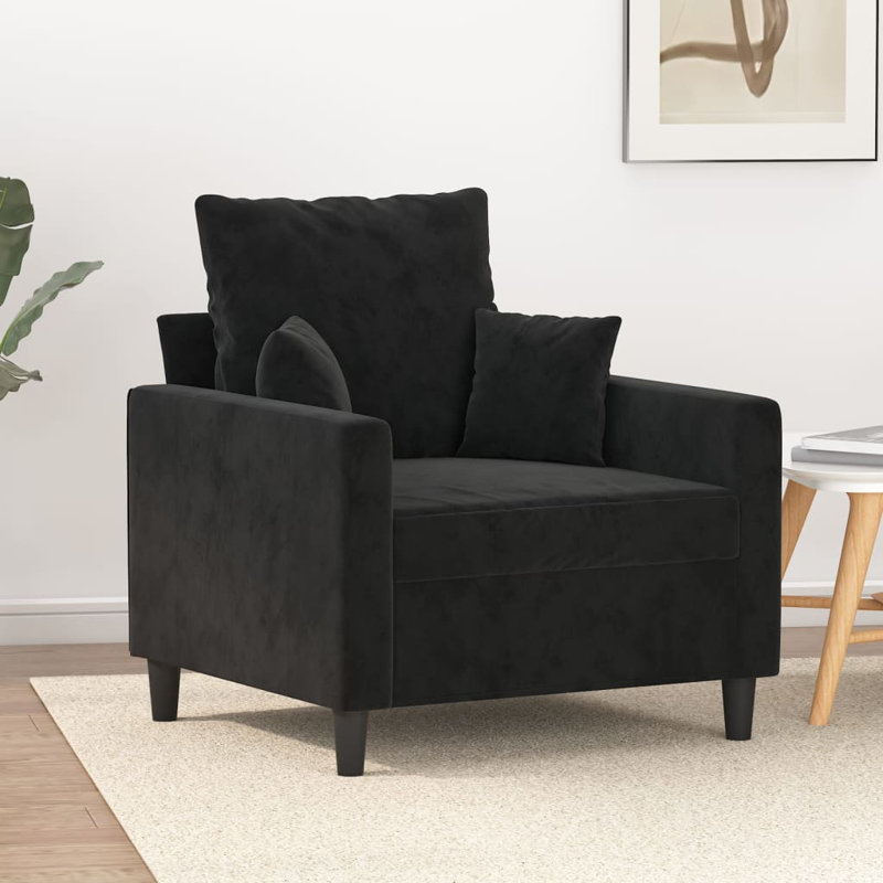 Canapé rembourré 30,7 po Anderjack, 100 % polyester noir