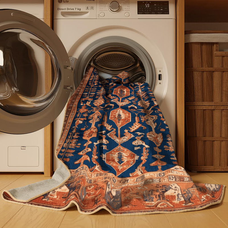 Tapis brun lavable à la machine, Carré 8 pi