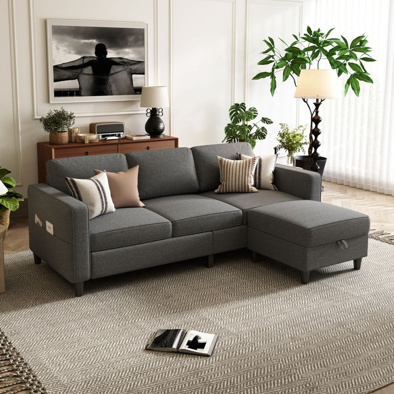 Canapé modulaire en forme de L 79 po, Gris