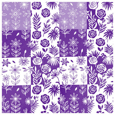 Purple Floral Patchwork Bath Mat