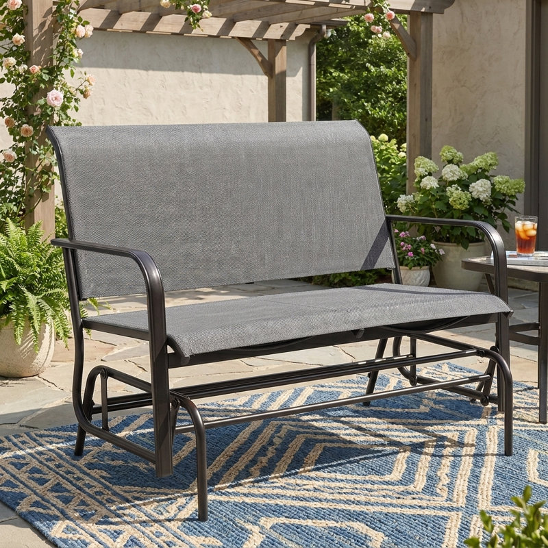 Fauteuil oscillant d'extérieur en acier Adelphia, Grey