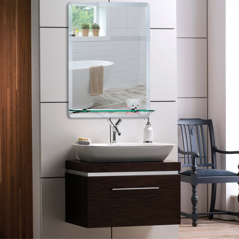 Selders Flat Wall Mirror with Shelves, 70cm x 50cm