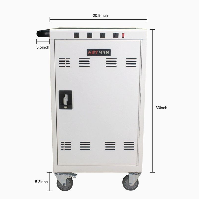 Mobile Charging Cart And Cabinet For Tablets Laptops 35-Device (B30PLUS), White