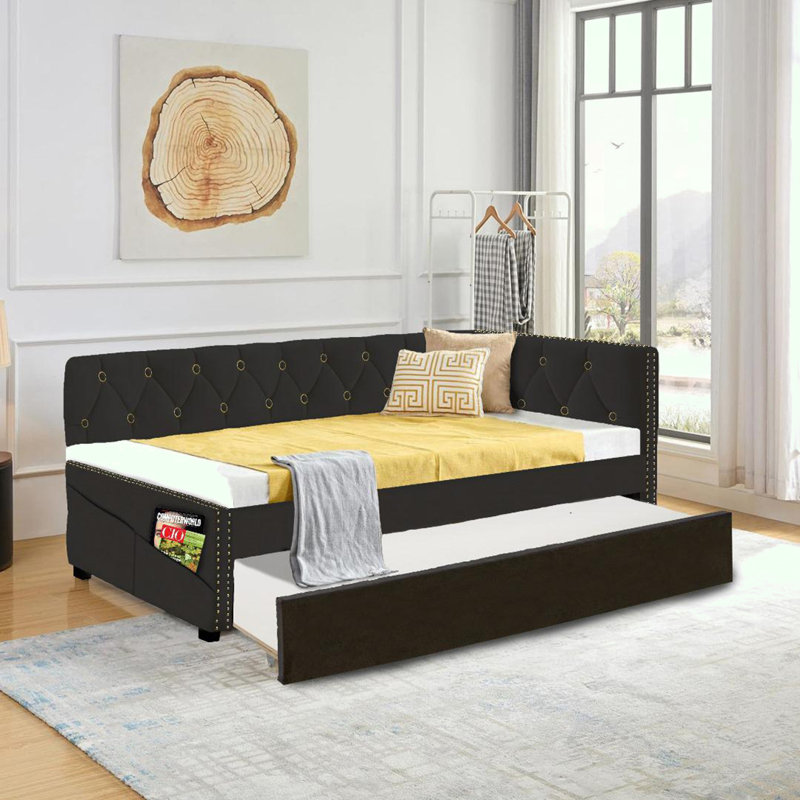 Lit de jour rembourré de luxe à double taille Isshak