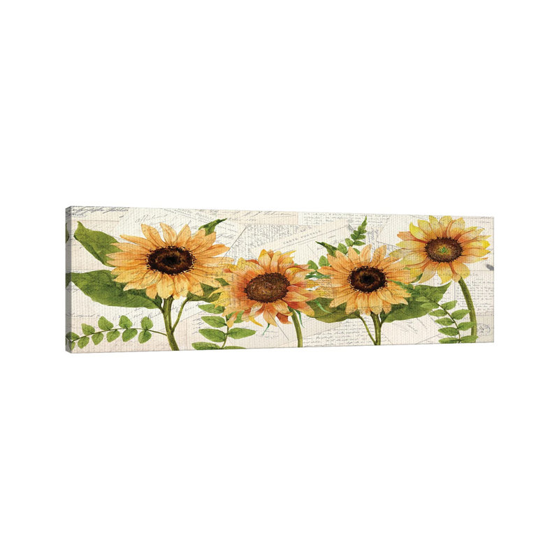 Sunflower Letters 1 Piece Wrapped Canvas Panoramic Painting