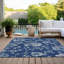 Tapis bleu marine en polyester tissé à la machine tissé à la machine intérieur / extérieur Charyse-109572518
