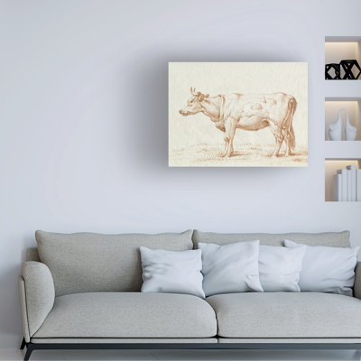 " Sepia Grazing Cow Sketch II "