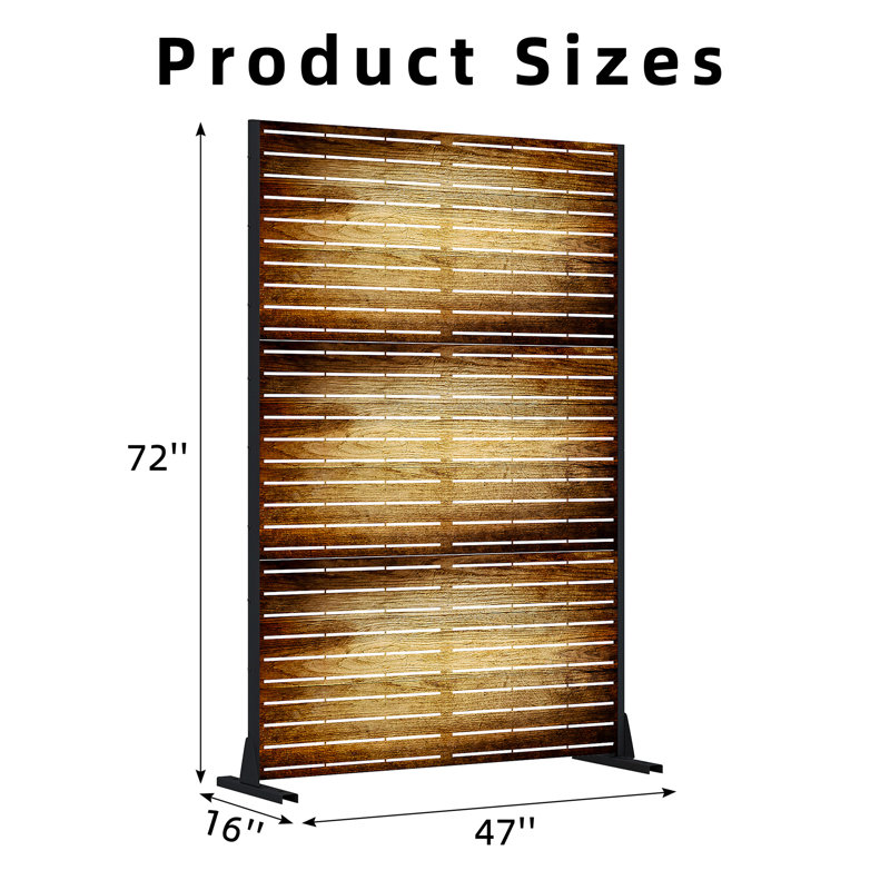 72"x 47" Outdoor Rectangular Metal Privacy Screen, Walnut