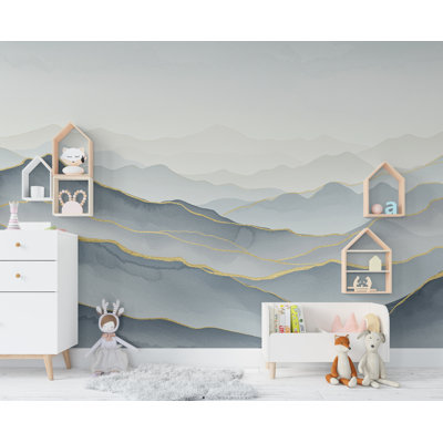 Mountain Wallpaper Watercolor Peel And Stick Mountain Watercolor Wallpaper Mountain Wall Art Nature Wallpaper Minimalist Mural  (Peel-N-Stick) 889DRS