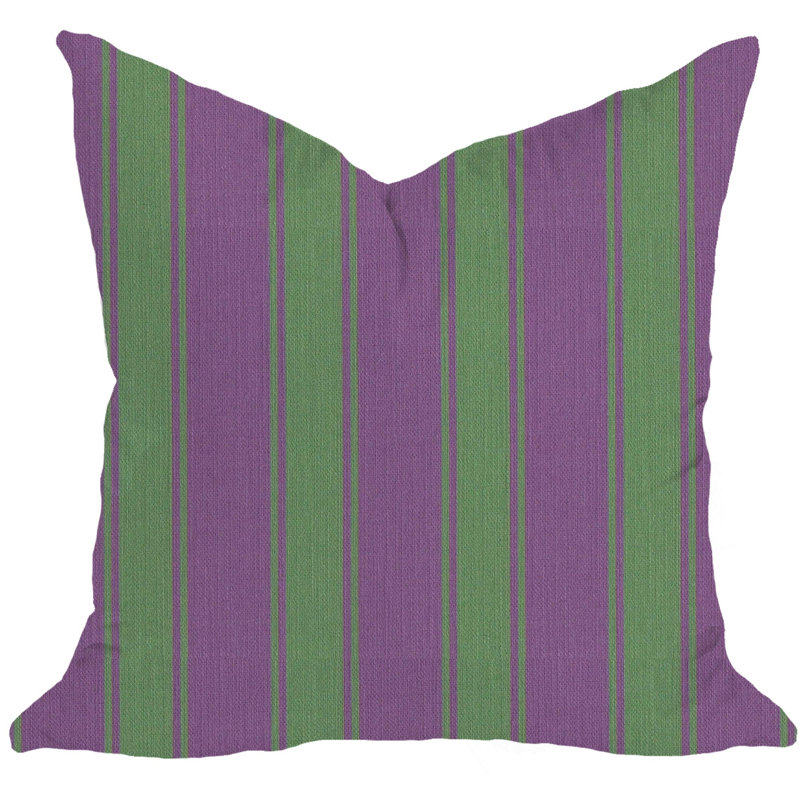 Riviera Stripe Square Pillow Cover, 20" H x 20" W, Violet/Leaf Green