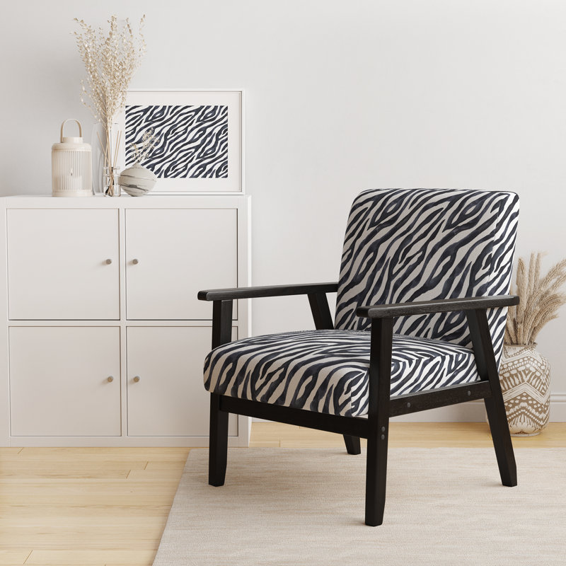 Chaise à accoudoirs rembourrée Zebra, Gris foncé / Blanc, Noir