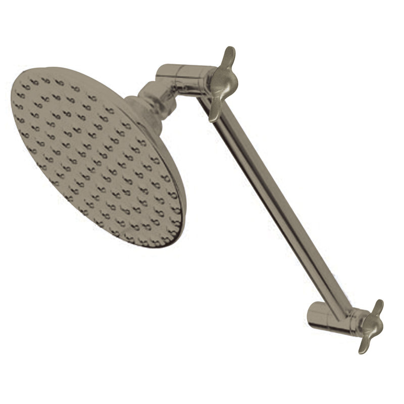 Kingston Brass Victorian 5-1/4-Inch Round Raindrop Brass Shower Head with 10-Inch High-Low Shower Arm, Brushed Nickel