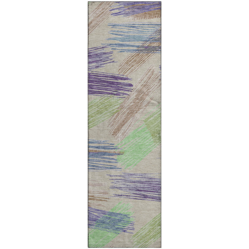 Premium Machine Washable Mehara AMF1696 Stripes Rug, Runner 2'3" x 7'6"