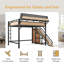 Lit mezzanine avec glissade, tablettes de rangement et garde-robe intégrée, ports USB, lumières DEL et panneau perforé-1272901658-1272901661