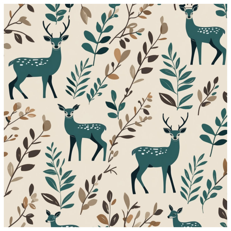 Deer And Leaves Pattern Bath Mat, 34in W x 21in L