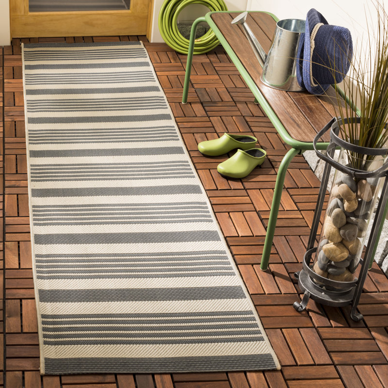 Camellia Striped Hand Woven Indoor / Outdoor Area Rug, Runner 69 x 244 cm