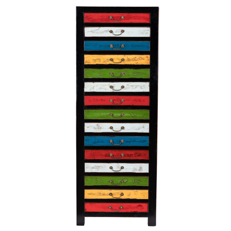 Mojica 60cm Wide 15 -Drawer Solid Wood File Cabinet