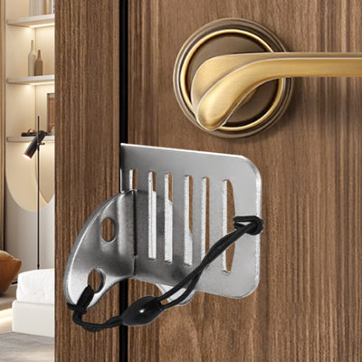 Stainless steel buckle Stainless Steel Ant I-theft Door Stopper Portable Door Stop For Women Living Alone To Protects Against Thieves