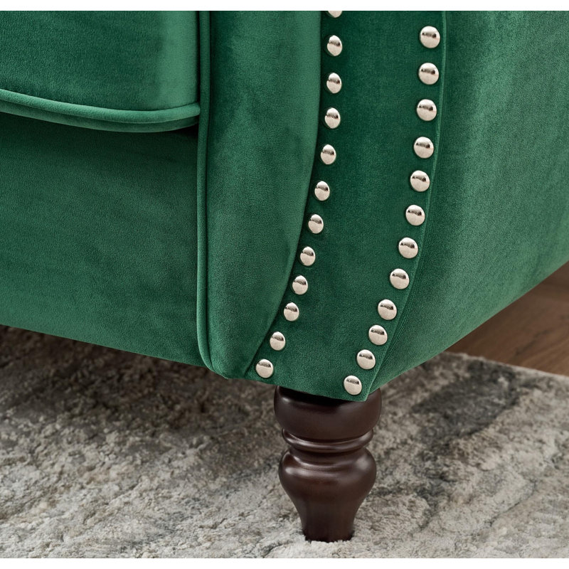Canapé Chesterfield ‌velvet Upholstery Fabric, Vert