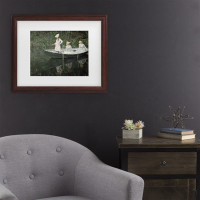Framed Wall Art - Claude Monet ‘The Boat at Giverny’ Wall Decor with Matted Frame - Living Room, Kitchen, and Bathroom Art - 16x20