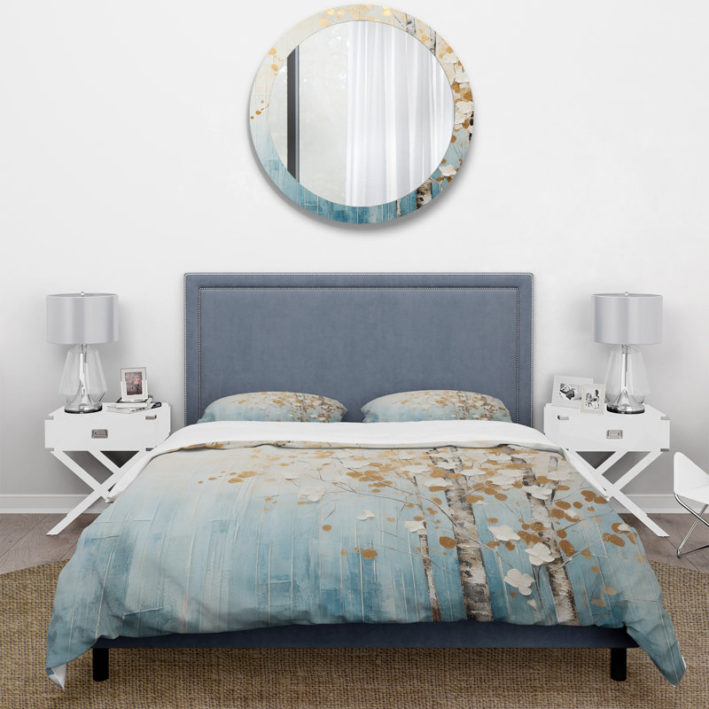 Minimalisme Gold Forest I - ensemble de housse de couette paysages - microfibre de polyester