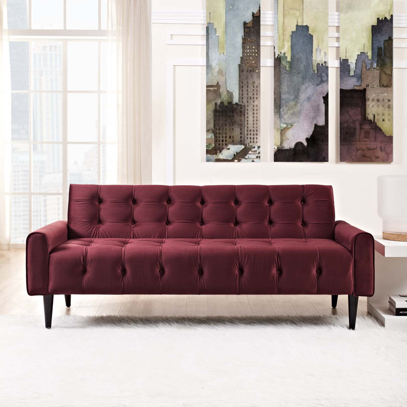 Bernon Tufted Velvet Sofa, Maroon