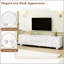Meuble télé de style crème avec portes arquées et 2 tiroirs pour téléviseurs de 75 po ou moins, console média minimaliste avec dispositif de rebond, centre de divertissement-1712762971
