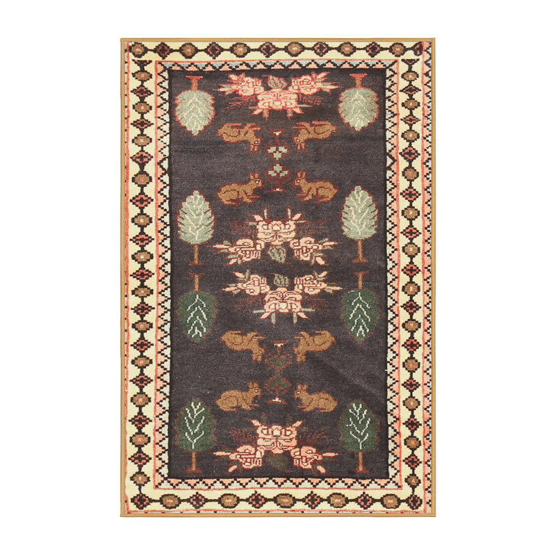 Tapis en laine beige / rouge, Rectangle 8 pi x 10 pi