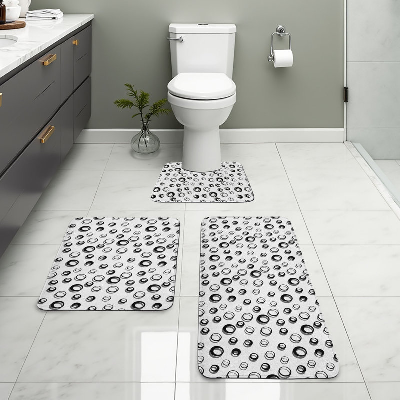  Ensemble de tapis géométriques pour salle de bain 3 pièces
