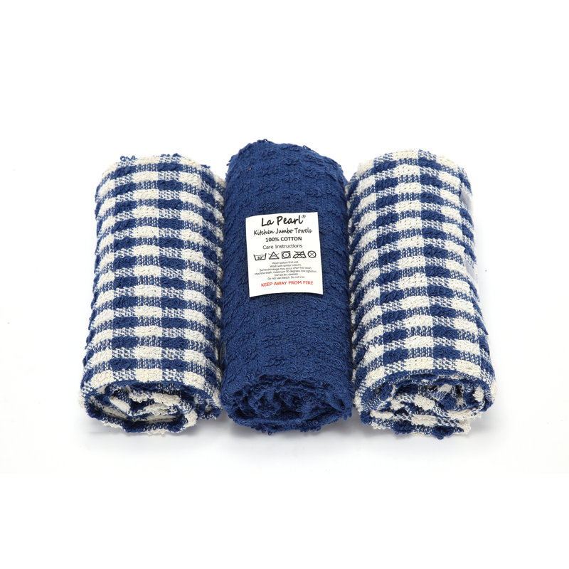 Cotton Jacquard Tea Towel Kitchen Towel, Royal Blue