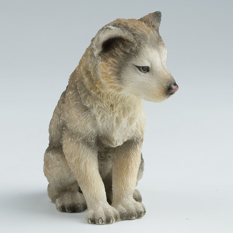 Assise en loup multicolore de 2,95 pouces de haut en résine