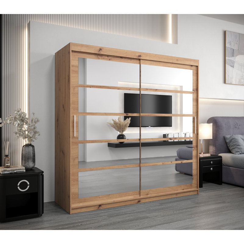 Araiah 2 Door Manufactured Wood Wardrobe, Artisan Oak