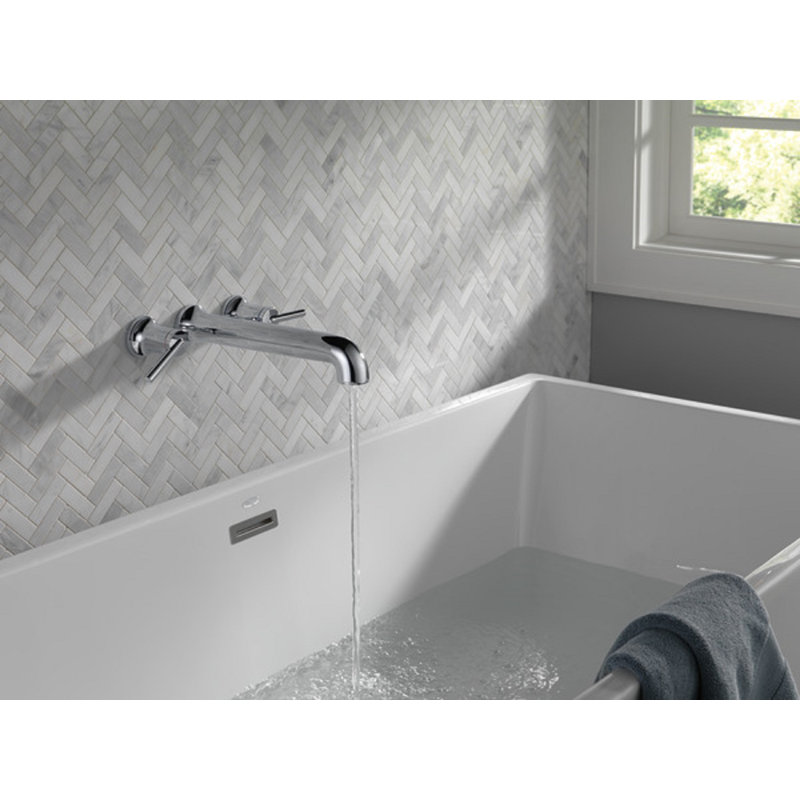 Contemporary Double Handle Wall Mounted Roman Tub Faucet